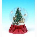 Kartki 3D Tree Trimming Animals Snow Globe