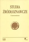 Studia źródłoznawcze Commentationes tom XLIII